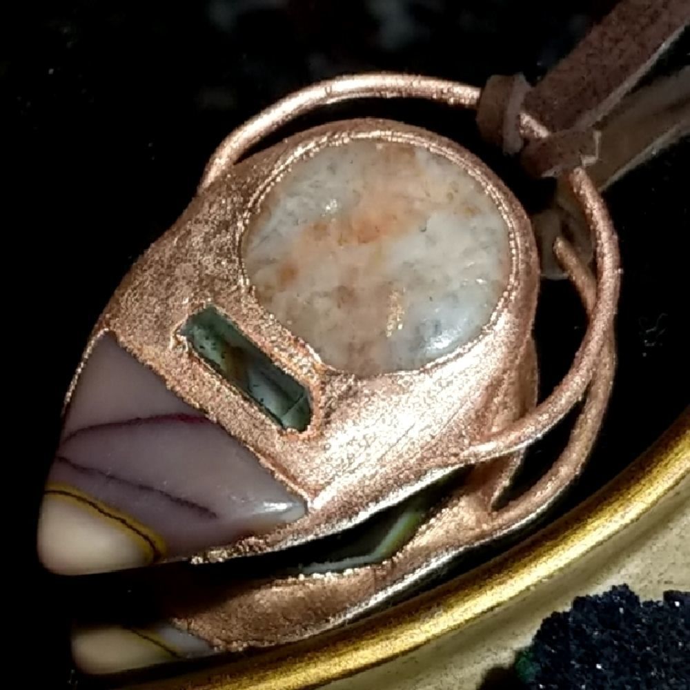 'Vixen' Sunstone, Mookaite, Quartz & Agate Amulet